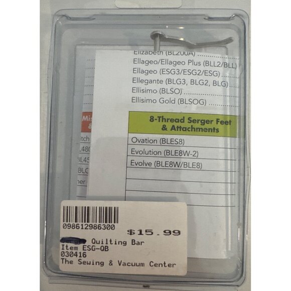 Baby Lock Quilting Bar Item ESG-QB Sewing Guide Adjustable For Groups A B D G I - Picture 2 of 4